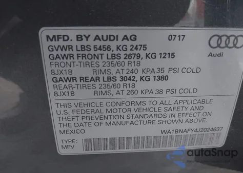 2018 Audi Q5 2.0T Premium/2.0T Tech Premium from USA, damaged, VIN WA1BNAFY4J2024637